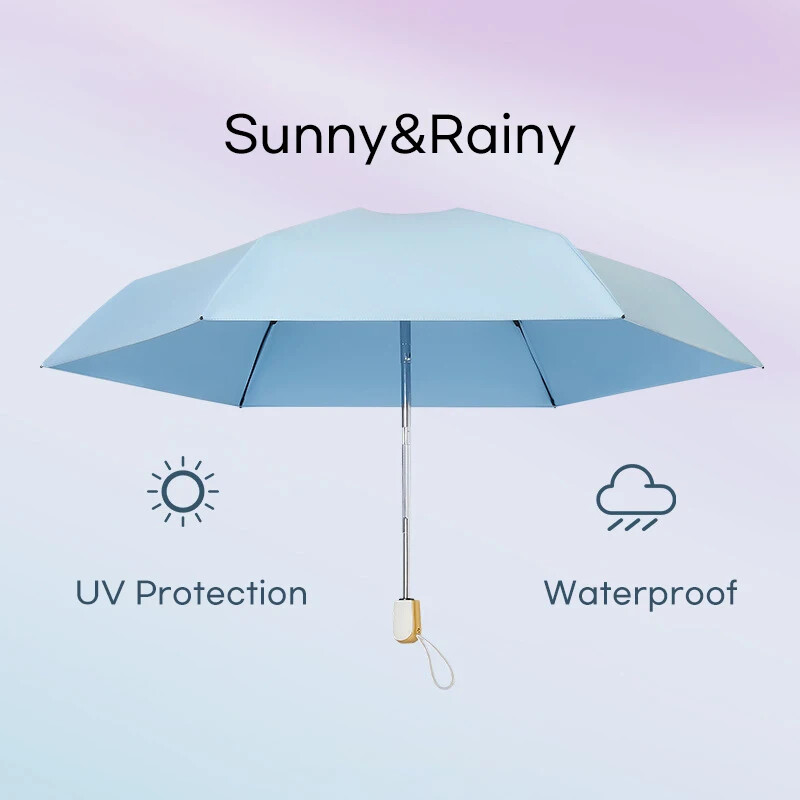 Mini umbrelă plată automată femeie rezistentă la vânt 6K umbrelă de soare mică drăguță pentru fete umbrelă de soare portabilă cu protecție UV UPF50+