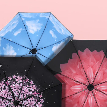 Sakura New Sunshade Umbrella Black Glue Cloud Umbrella Uv Protection Sun Block Γυναικείο αντηλιακό τρίπτυχο λογότυπο εκτύπωσης