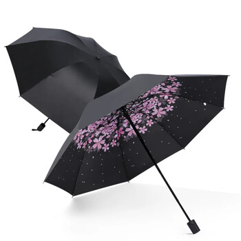 Sakura New Sunshade Umbrella Black Glue Cloud Umbrella Uv Protection Sun Block Γυναικείο αντηλιακό τρίπτυχο λογότυπο εκτύπωσης