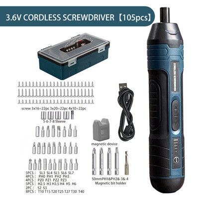 4 Speed Torque Mini Cordless ηλεκτρικό κατσαβίδι USB Επαναφορτιζόμενο ηλεκτρικό σετ τρυπανιών 3,6V Κιτ εργαλείων επισκευής οικιακής αποσυναρμολόγησης