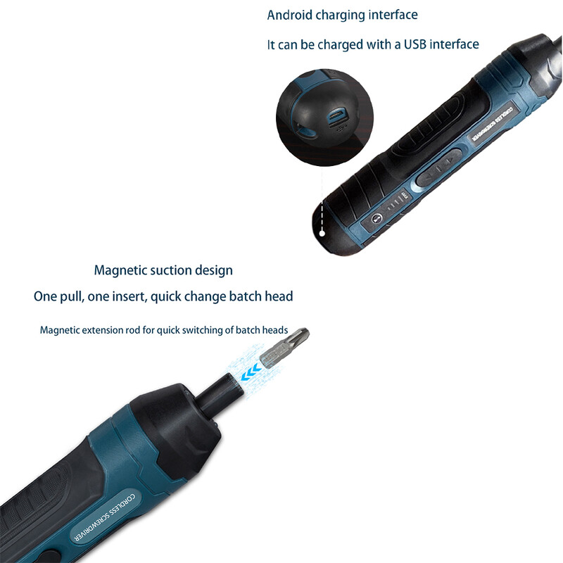 4 Speed Torque Mini Cordless ηλεκτρικό κατσαβίδι USB Επαναφορτιζόμενο ηλεκτρικό σετ τρυπανιών 3,6V Κιτ εργαλείων επισκευής οικιακής αποσυναρμολόγησης