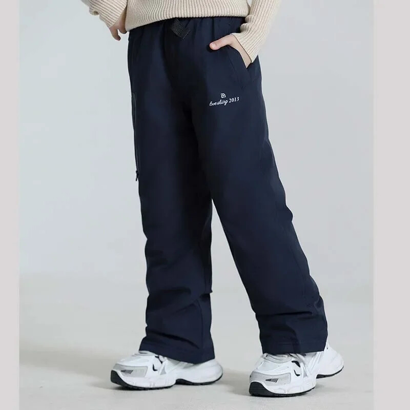 2025 Noua iarnă, solidă, caldă, pantaloni de schi pentru fete, largi, rezistenți la vânt, impermeabili, în aer liber, pentru copii, pantaloni de snowboarding, pantaloni de sport pentru copii