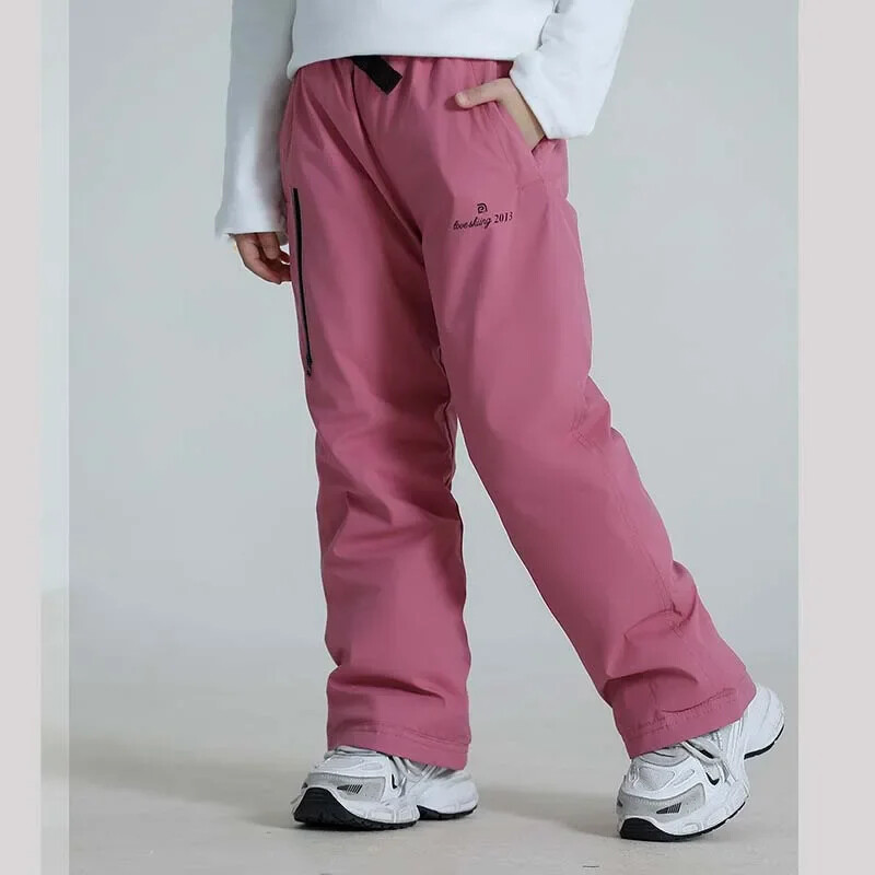 2025 Noua iarnă, solidă, caldă, pantaloni de schi pentru fete, largi, rezistenți la vânt, impermeabili, în aer liber, pentru copii, pantaloni de snowboarding, pantaloni de sport pentru copii