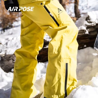 AIRPOSE 2024 Nepremokavé lyžiarske nohavice odolné voči oderu pre mužov a ženy, vetruodolné, jednoradové, vysoká kvalita