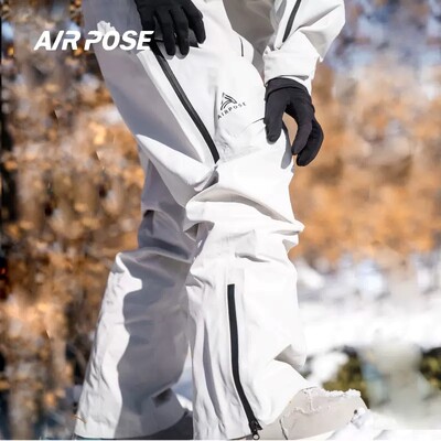 AIRPOSE 2024 Nepremokavé lyžiarske nohavice odolné voči oderu pre mužov a ženy, vetruodolné, jednoradové, vysoká kvalita