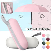 Mini umbrelă cu capsule Umbrelă de buzunar cu protecție cu dublă utilizare pentru fete, de culoare solidă, pentru fete, rezistentă la ultraviolete