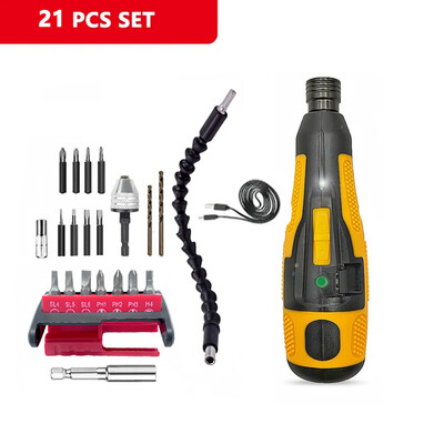 Bezvada elektriskais skrūvgriezis USB hibrīda skrūvgrieža urbis Uzlādējams litija jonu akumulators Mini elektroinstrumenti Led gaismas apkope