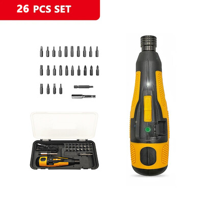 Bezvada elektriskais skrūvgriezis USB hibrīda skrūvgrieža urbis Uzlādējams litija jonu akumulators Mini elektroinstrumenti Led gaismas apkope