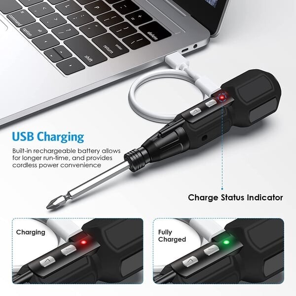 Elektrický skrutkovač Akumulátorový skrutkovač 3,6 V mini domáci skrutkovač s magnetickým hrotom a pracovným svetlom 10 NM USB nabíjateľný pre domácich majstrov