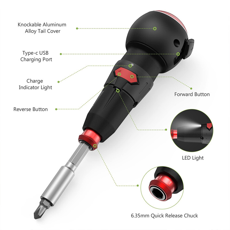 Mini Electric Screwdriver Cordless Drill 1800mah Battery Lithium 3.6V Super Torque Power Tools Οικιακά κατσαβίδια Επισκευή Η/Υ