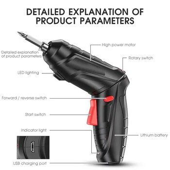 Комплект електроинструменти 3.6v Домакинска поддръжка Ремонт 1800mAh литиева батерия Мини битова електрическа бормашина Акумулаторна отвертка