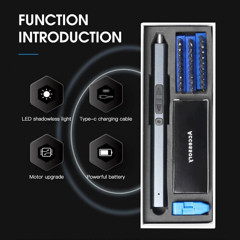 Elektrisko skrūvgriežu komplekts 12/39/50 vienā Precīzijas magnētiskais Phillips Torx uzgaļi Ātrās uzlādes daudzfunkciju remonta elektroinstruments