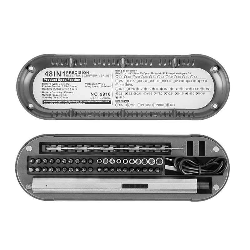 Șurubelniță electrică 48 în 1 Set de precizie Kit de scule electrice Reîncărcabile fără fir fără fir Biți magnetici pentru reparații Acasă Gospodărie