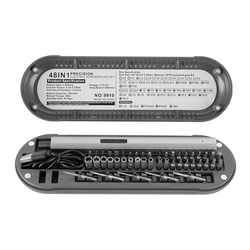 Șurubelniță electrică 48 în 1 Set de precizie Kit de scule electrice Reîncărcabile fără fir fără fir Biți magnetici pentru reparații Acasă Gospodărie