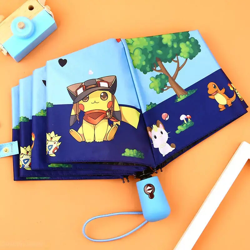 Bērnu salokāms lietussargs, automātiska atvērta multfilma, UV aizsardzība ceļojumu lietussargs, kompakts vēja necaurlaidīgs meitenēm, zēniem, sievietēm