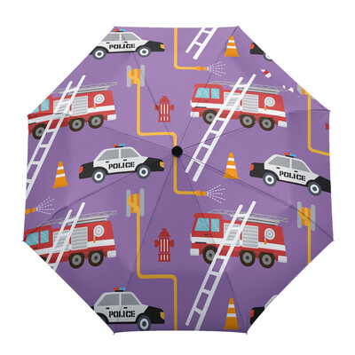 Ugunsdzēsēju mašīnas ātrās palīdzības Ceļu policijas multfilma Āra vēja necaurlaidīgs lietussargs Pilnībā automātisks astoņu virzienu vīriešu sieviešu liels saulessargs