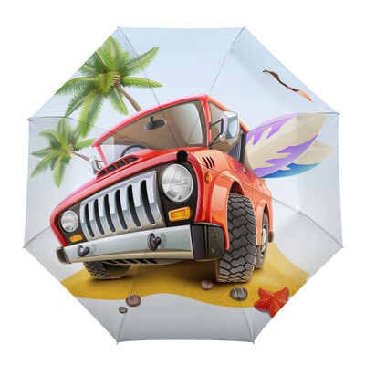 Ugunsdzēsēju mašīnas ātrās palīdzības Ceļu policijas multfilma Āra vēja necaurlaidīgs lietussargs Pilnībā automātisks astoņu virzienu vīriešu sieviešu liels saulessargs