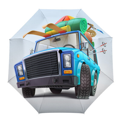 Ugunsdzēsēju mašīnas ātrās palīdzības Ceļu policijas multfilma Āra vēja necaurlaidīgs lietussargs Pilnībā automātisks astoņu virzienu vīriešu sieviešu liels saulessargs