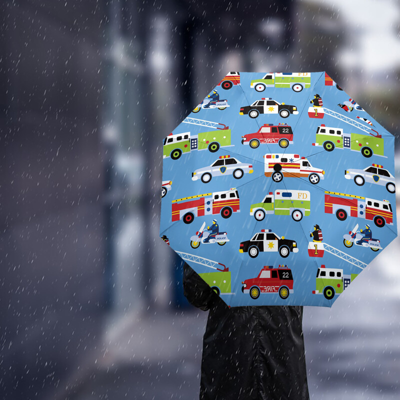 Ugunsdzēsēju mašīnas ātrās palīdzības Ceļu policijas multfilma Āra vēja necaurlaidīgs lietussargs Pilnībā automātisks astoņu virzienu vīriešu sieviešu liels saulessargs