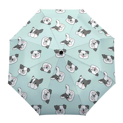 Cartoon Dog Lemmikloomaarmastaja Kawaii Print Naised Mehed Vihmavari Kolm kokkupandavat tüdrukut Vastupidav kaasaskantav käsitsi Vihmavarjud Kingitus päikesevari