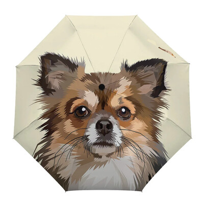 Cartoon Dog Lemmikloomaarmastaja Kawaii Print Naised Mehed Vihmavari Kolm kokkupandavat tüdrukut Vastupidav kaasaskantav käsitsi Vihmavarjud Kingitus päikesevari