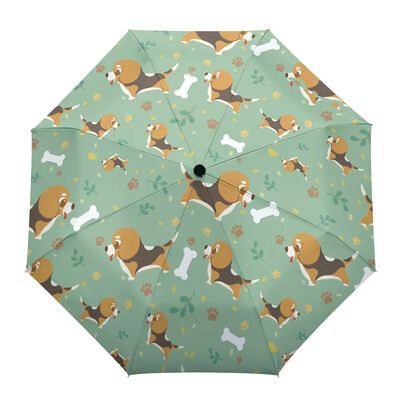 Cartoon Dog Lemmikloomaarmastaja Kawaii Print Naised Mehed Vihmavari Kolm kokkupandavat tüdrukut Vastupidav kaasaskantav käsitsi Vihmavarjud Kingitus päikesevari