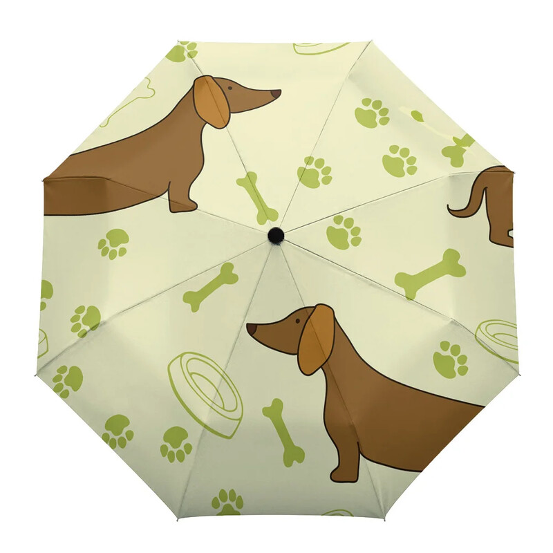 Karikatūra Suņu mīlētājs Kawaii Print Sievietēm Vīrieši Lietussargs Trīs Saliekami Meiteņu Izturīgi Pārnēsājami Manuāli lietussargi Dāvanu Saulessargs