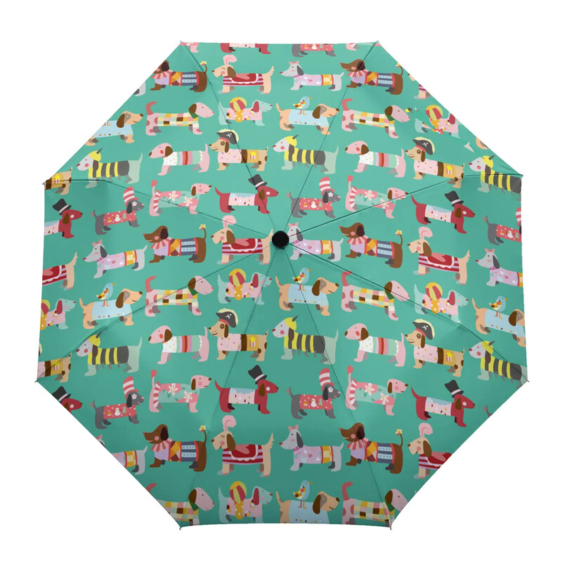 Karikatūra Suņu mīlētājs Kawaii Print Sievietēm Vīrieši Lietussargs Trīs Saliekami Meiteņu Izturīgi Pārnēsājami Manuāli lietussargi Dāvanu Saulessargs