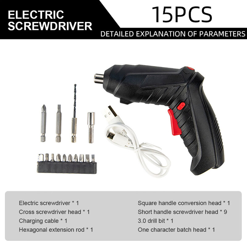 3,6 V elektrický skrutkovač, nabíjateľná akumulátorová elektrická vŕtačka, sada náradia, lítiová batéria 1800 mAh, mini domáci skrutkovač