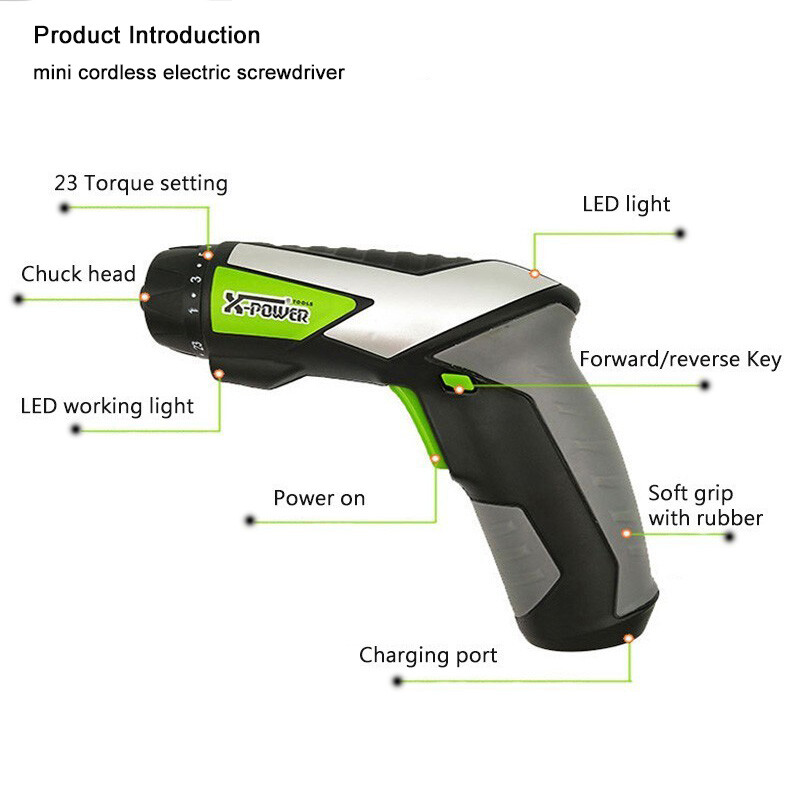 Μίνι ασύρματο ηλεκτρικό κατσαβίδι 4,8V Τρυπάνι Ηλεκτρικά Εργαλεία Επαναφορτιζόμενος Έλεγχος Ροπής Φορητός πολλαπλών λειτουργιών Φωτισμός εργασίας LED