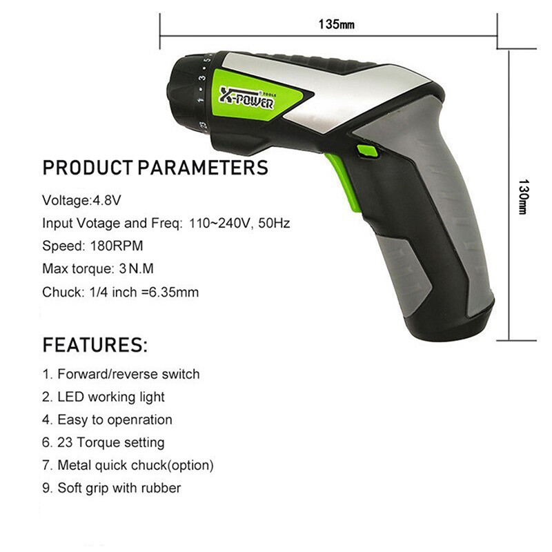 Μίνι ασύρματο ηλεκτρικό κατσαβίδι 4,8V Τρυπάνι Ηλεκτρικά Εργαλεία Επαναφορτιζόμενος Έλεγχος Ροπής Φορητός πολλαπλών λειτουργιών Φωτισμός εργασίας LED