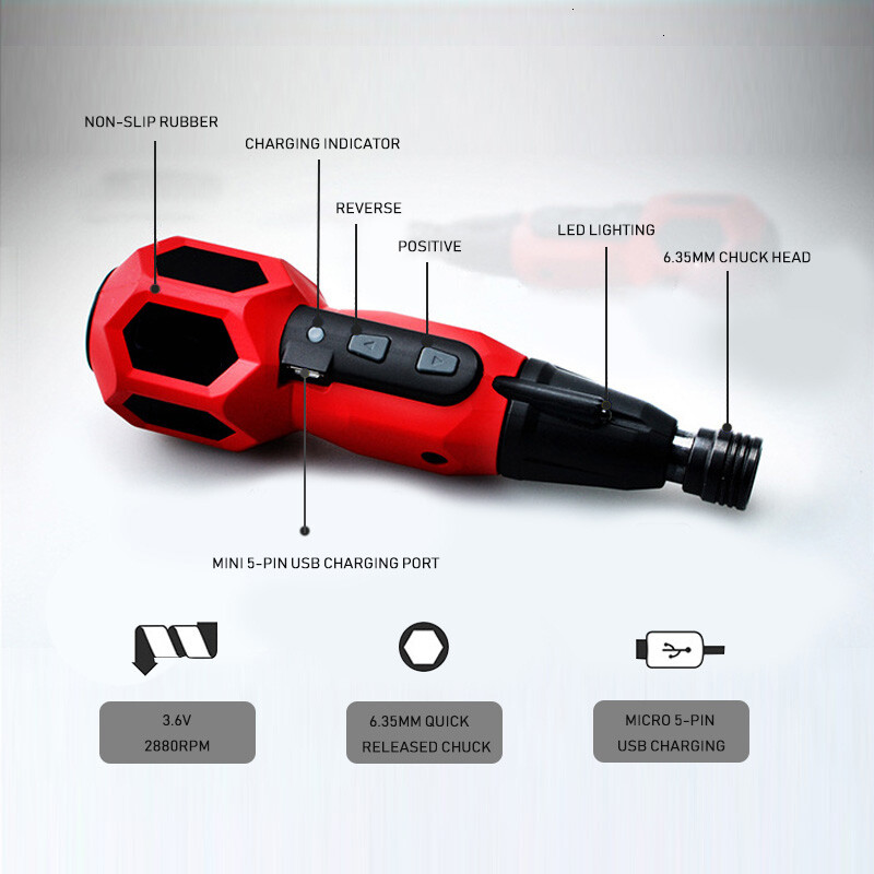 Big Torque Mini Electric Screwdriver Mini Drill 3,6v Lithium Battery Replace Traditional Screwdriver Home DIY Power Tools