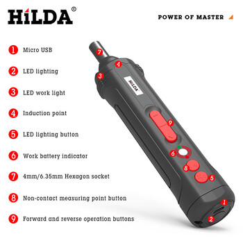 HILDA 3.6v мини акумулаторна електрическа отвертка акумулаторна регулираща електрическа бормашина многофункционална демонтажна въртяща сила инструменти за ремонт