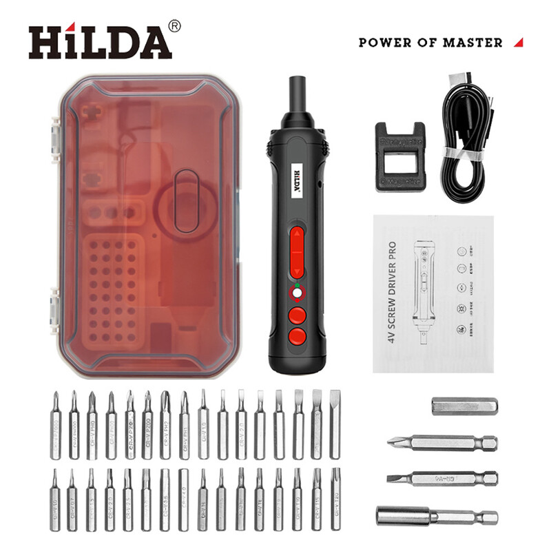 Mini șurubelniță electrică fără fir HILDA 3.6v, reglare reîncărcabilă, burghiu electric, instrumente de reparare a cuplului de dezasamblare multifuncționale