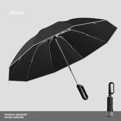 Umbrelă inversată rezistentă la vânt automată, mâner cu cataramă Umbrele de ploaie pliabile în aer liber, umbrelă de golf de călătorie de dimensiuni mari pentru bărbați și femei