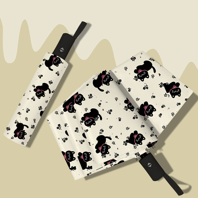 Umbrelă drăguță pisică Umbrelă de soare Protecție solară și protecție UV pentru femei Umbrelă de soare pliabilă portabilă Umbrelă de soare