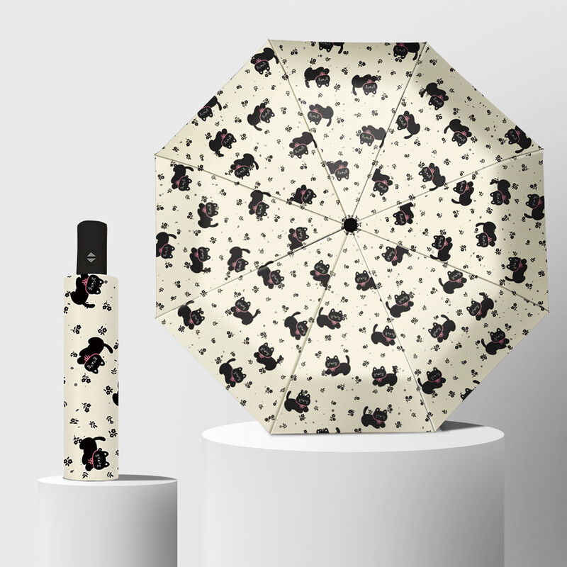 Umbrelă drăguță pisică Umbrelă de soare Protecție solară și protecție UV pentru femei Umbrelă de soare pliabilă portabilă Umbrelă de soare