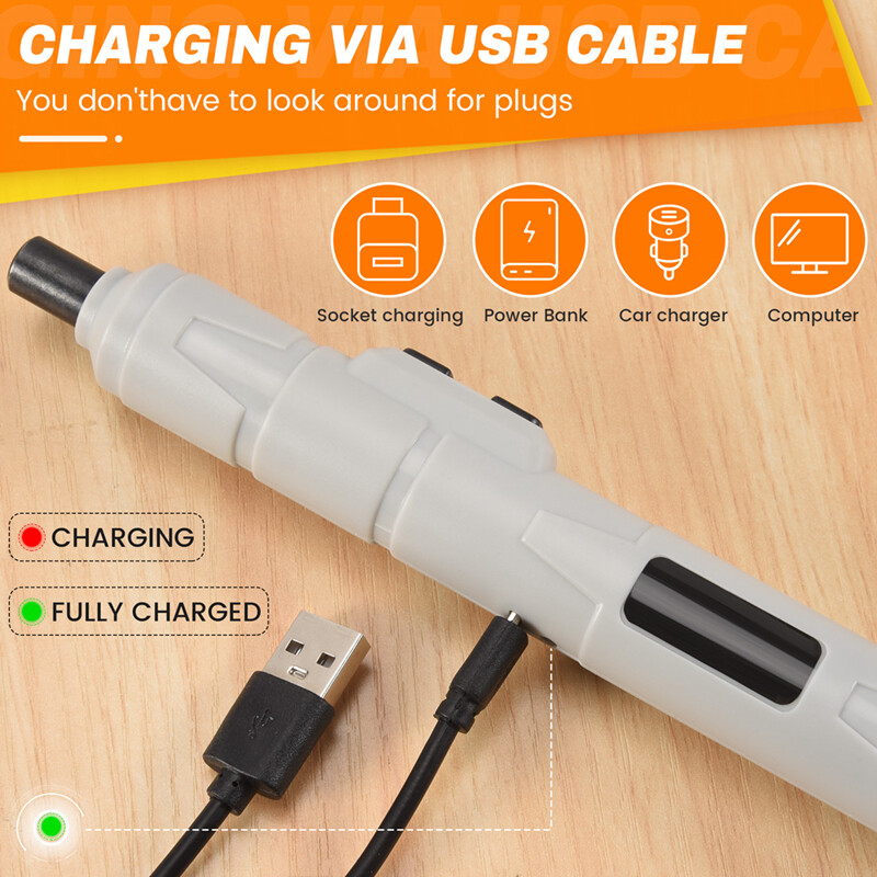 Električni odvijač 3,6 V, mali akumulatorski odvijač, USB komplet odvijača za brzo punjenje, mini odvijač veličine olovke