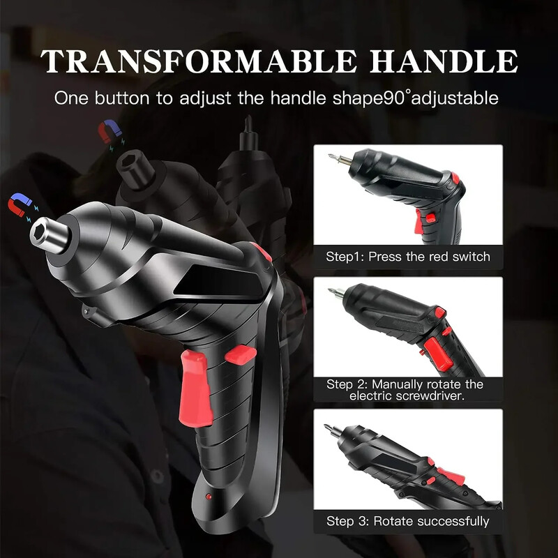 Parafusadeira electrică fără fir Șurubelniță Baterie cu litiu reîncărcabilă Mini burghiu 3.6V Set de scule electrice Întreținere casnic