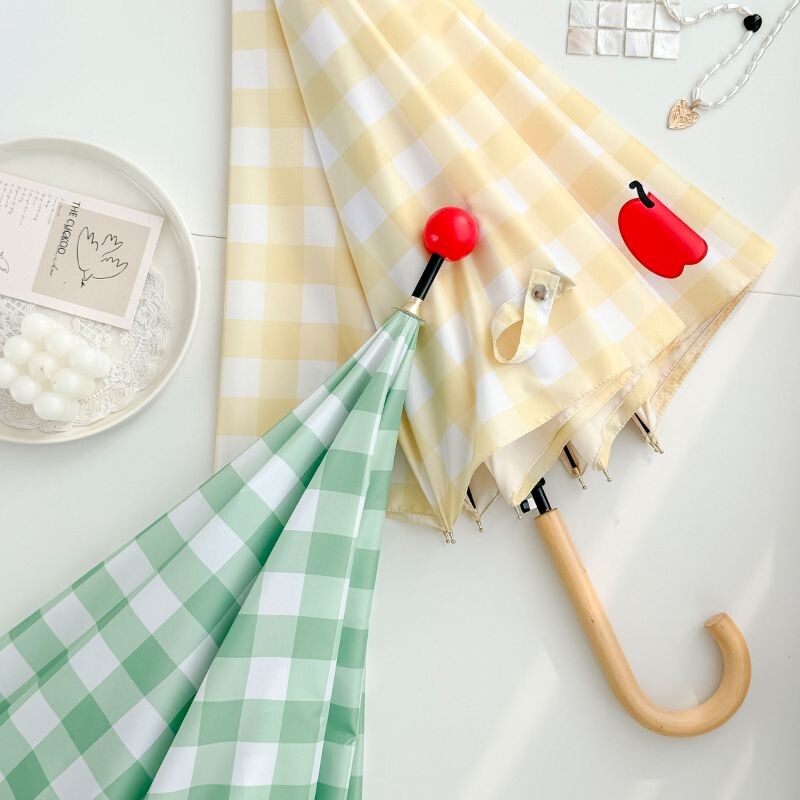 Japāņu Kawaii pleds vēja necaurlaidīgs, liels lietussargs ar garu rokturi sievietēm studentēm, meitenēm, ceļojumiem brīvā dabā, saulains lietus divējāda lietojuma lietussargs