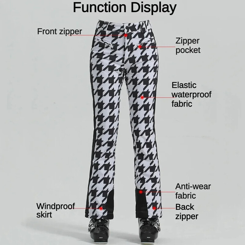 2025 Salopete de schi subțiri pentru femei Pantaloni de schi pentru femei noi de iarnă Pantaloni de transpirație caldi, impermeabili, de munte Pantaloni de zăpadă cu elasticitate ridicată