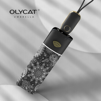 OLYCAT Summer Automatic Umbrella Woman Paisley Style Folding Sun Umbrella Shade UV Protection Επίπεδες ομπρέλες ομπρέλας UPF50+