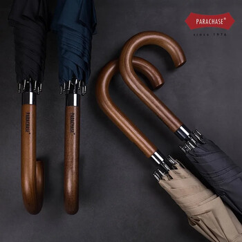 Parachase Long Handle Umbrella Ανδρικά Γυναικεία Αντιανεμική 8 πλευρές Μαύρη Μεγάλη Ομπρέλα Αυτόματη Ανοιχτή Clear Umbrella Rain Guarda Chuva