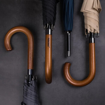 Parachase Long Handle Umbrella Ανδρικά Γυναικεία Αντιανεμική 8 πλευρές Μαύρη Μεγάλη Ομπρέλα Αυτόματη Ανοιχτή Clear Umbrella Rain Guarda Chuva