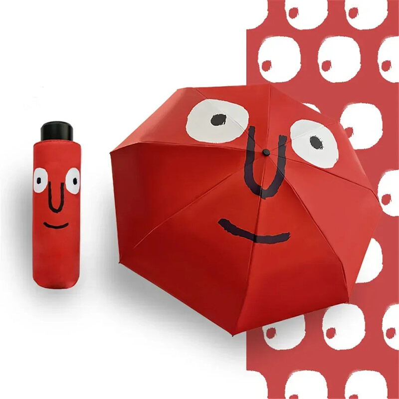 Jauki, smieklīgi salokāmi lietussargi Praktisks UV aizsardzības saulessargs pārnēsājams pludmales lietussargs bērniem āra ceļojumu dāvanu saulessargs