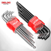 DELIXI ELECTRIC Set chei hexagonale, set de șurubelnițe hexagonale cu chei hexagonale cu manșon universal cuplu lung metrice, pentru motociclete, biciclete