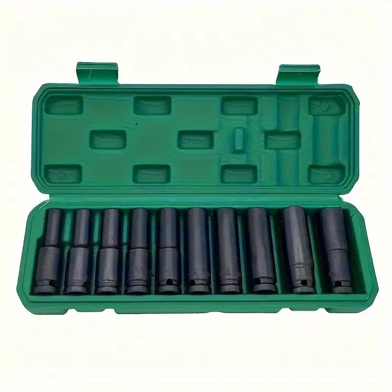 Set de 10 buc. cheie electrică de 1/2 inch, cu cap de priză, priză pneumatică, cheie electrică cu litiu, extensie cu deschidere hexagonală