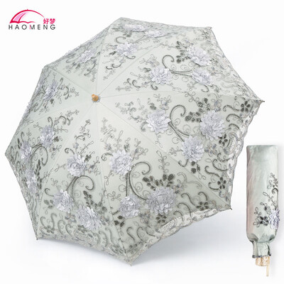 Umbrelă de soare pentru doamnă, ploaie, femeie, dantelă, umbrelă pliabilă, rezistentă la vânt, broderie, pânză, umbrelă de soare, acoperire neagră, cadou Parapluie SY405
