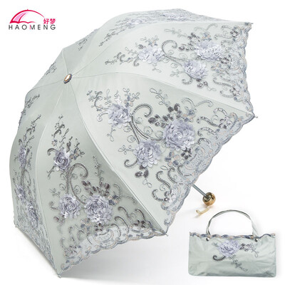 Umbrelă de soare pentru doamnă, ploaie, femeie, dantelă, umbrelă pliabilă, rezistentă la vânt, broderie, pânză, umbrelă de soare, acoperire neagră, cadou Parapluie SY405