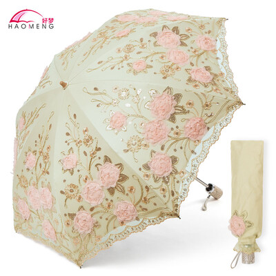 Umbrelă de soare pentru doamnă, ploaie, femeie, dantelă, umbrelă pliabilă, rezistentă la vânt, broderie, pânză, umbrelă de soare, acoperire neagră, cadou Parapluie SY405